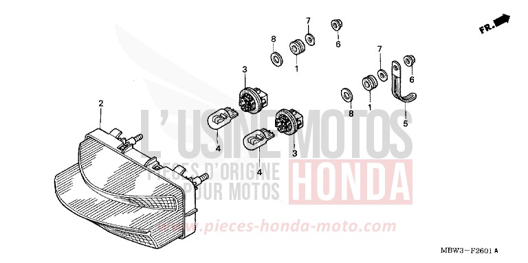 TAILLIGHT (CBR600F42-3/FS/FR) for CBR600F Special Edition ACCURATE SILVER METALLIC (NH146B) from 2002